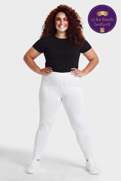 Tutku White Women's Cotton Flexible Combed Cotton Long Leggings + Gift Sleep ...
