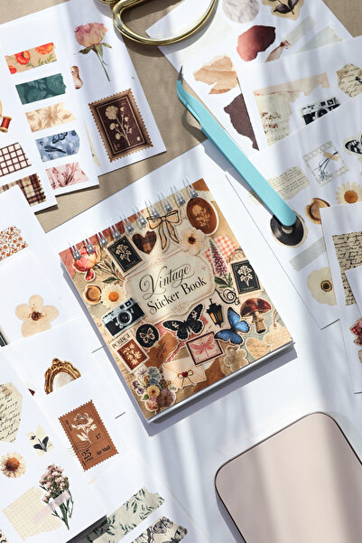 Hume Craft Vintage Themed Spiral Sticker Notebook 10X11 cm