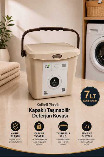 Kapaklı ve Taşıma Kulplu Deterjan Aaklama Kovası 7 LT.