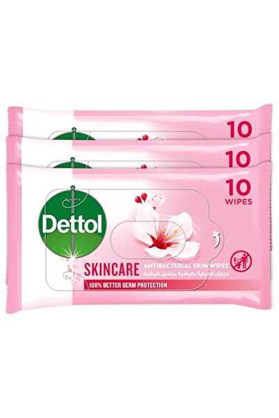 Generic Brand Dettol Skincare Antibacterial Skin Wipes, Pack of 10 Wipes x 3