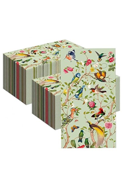 Generic Brand 100pcs Elegant Vintage Floral Napkins, Bird Wildflower Design, ...