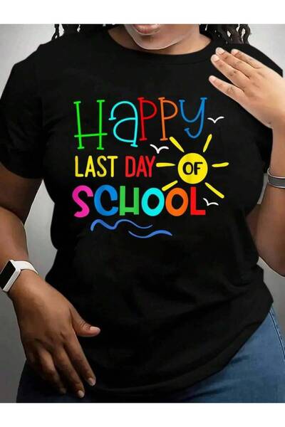 k222 Happy Last Day Of Hello Summer Design Back To School Black Graphic T Shi...