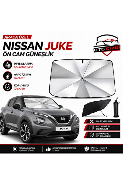 Oto Çizgi Nissan Juke Şemsiye Tip Ön Cam Güneşliği Katlanabilir UV Korumalı A...