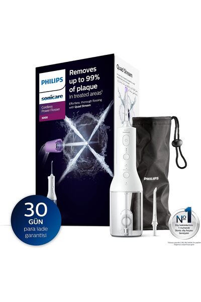 Philips Sonicare Power Flosser 3000 Ağız Duşu Kablosuz, Yedek Başlık - Beyaz ...