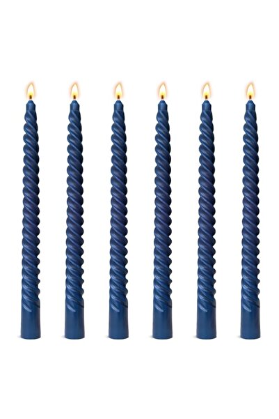 Generic Brand 6 Pack 10 Inch Navy-Blue Spiral Taper Candles for Hanukkah and ...