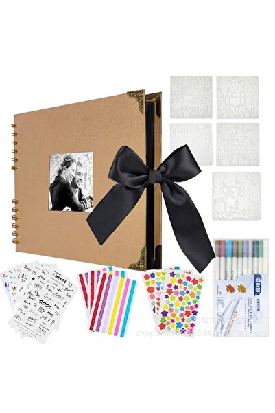 Generic Brand Bow Tie Casement Scrapbook Photo Album, 11x8 Inches DIY Kraft P...