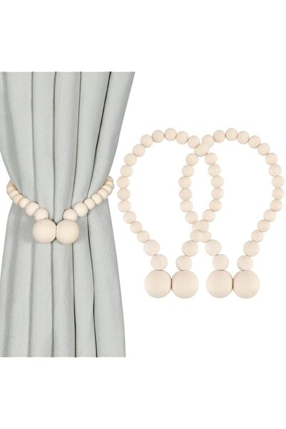 Generic Magnetic Wood Bead Curtain Tiebacks, Curtain Holders for Boho Bedroom...