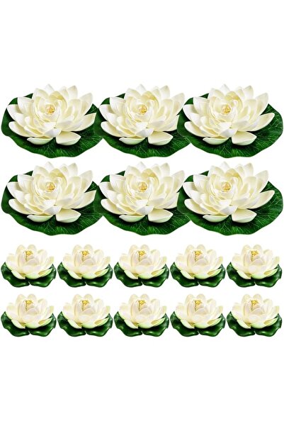 Generic 16Pcs Artificial Floating Pool Flowers, Ivory White Plastic Lotus Flo...