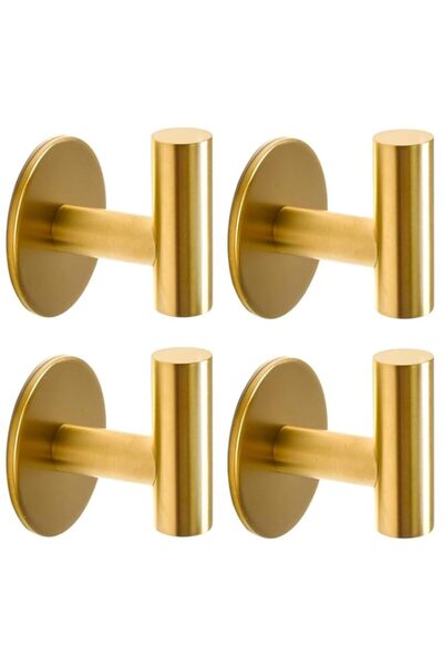Generic Yelajoy 4-Pack Gold Clothes Hook Set，Self-Adhesive Wall Hooks for Tow...