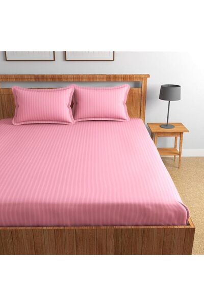 Generic Sona 160 TC Stripe Glace Cotton Double BedSheet with 2 Pillow Covers ...