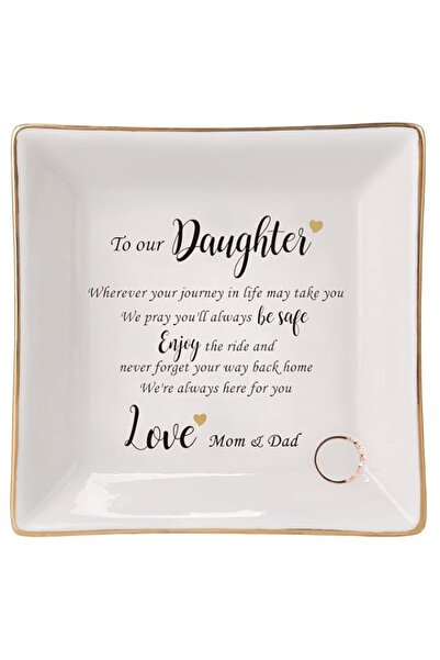 Generic HOME SMILE Ceramic Ring Dish Jewelry Tray for Mom Sister Friends, Cer...