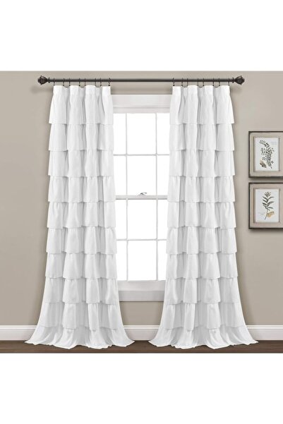 Generic Brand Lush Decor, White Ruffle Window Curtain-Shabby Chic Farmhouse S...