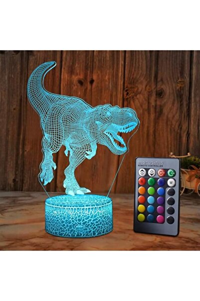 Generic Brand Dinosaur 3D Illusion Lamp for Boy Dinosaur Lamp 16 Colors with ...