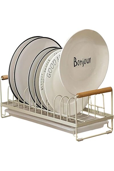 Generic Dish Drying Rack with Drain Tray, Space Saving Plate Organizer for Ki...