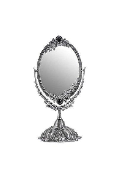 Generic Brand JUXYES Metal Tabletop Antique Decorative Makeup Mirror with Sta...