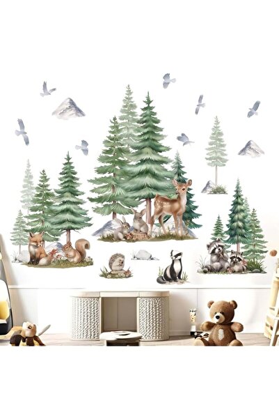 Generic Brand ARS® Woodland Wall Stickers for Nursery: Large Forest Tree Bear...