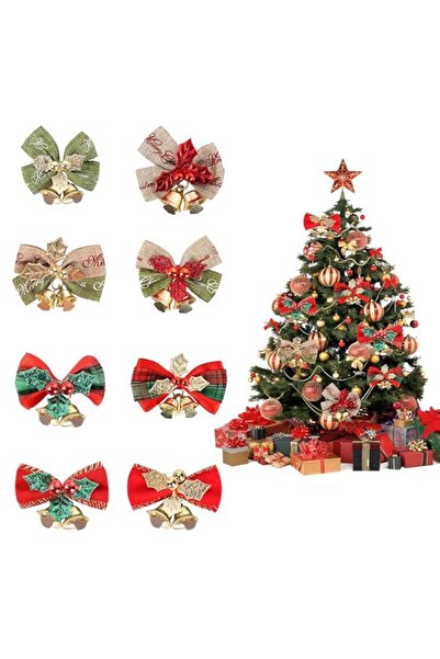 Generic Brand HASTHIP® 8PCS Christmas Bows with Bells Xmas Wreat Ornaments Sm...