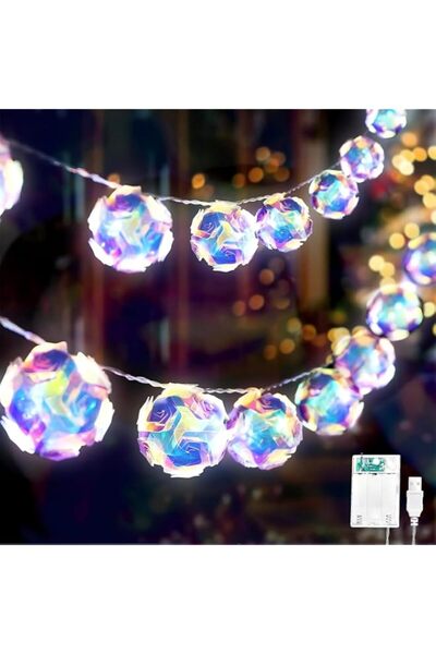 Generic 20 LED Globe Disco Ball Mirror String Lights, 10ft USB&Battery Powere...