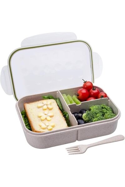 Generic Natural Wheat Fiber Bento Box (1 Piece) | Kids, Adult | Ideal Leak-Pr...