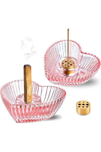 Generic Brand Glass Heart Incense Holder, Incense Stick Burner and Ash Catche...