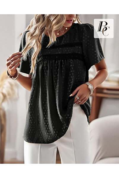 OEM BebreezChic Bluză ușoară de vară pentru femei, design boho, negru, M