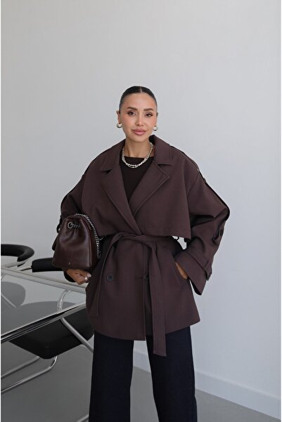Havoş Brown Alyssa Belted Trench Coat
