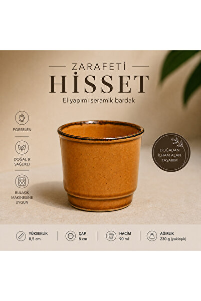 THE SİLK BEAN COFFEE Porselen Kulpsuz Kiremit Rengi Espresso Fincan Bardak