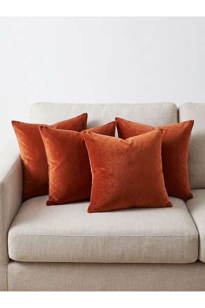 ELİTE COLLECTİON Set of 4 Velvet Cushion Covers 45X45 cm - Velvet Fabric Deco...