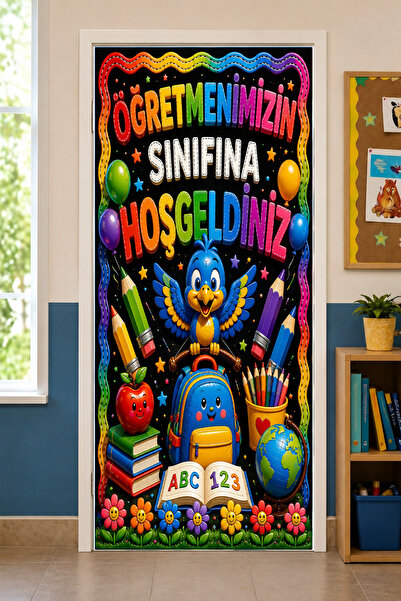 PROMISEBACKDROP2 190x75cm Decor de ușă elastic pentru săli de clasă, Bine ați...