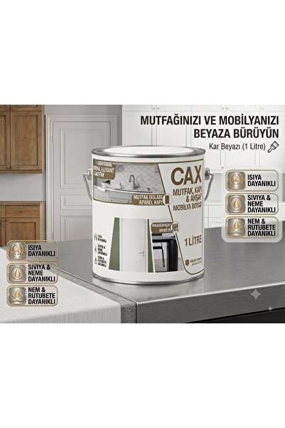 caxcolors CAX Mutfak Dolabı ve Panel Kapı Boyası 1 Lt - Isıya Neme Dayanıklı ...