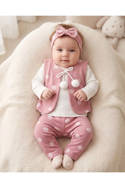 Ege Bebek Baby Girl Polka Dot Bandana Vest 3-Piece 3-6-9-12-18 Months 4-Piece...