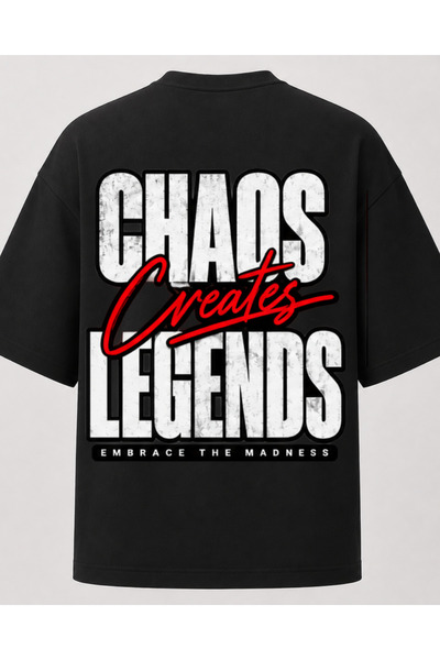 Ebiidesign Chaos Creates Legends Oversize T-Shirt – Slogan Printed Streetwear