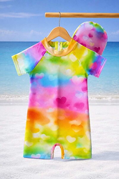 CHİCKİDSWEAR Girl's Full Body Swimsuit with Back Zipper, Digital Printed Boneli