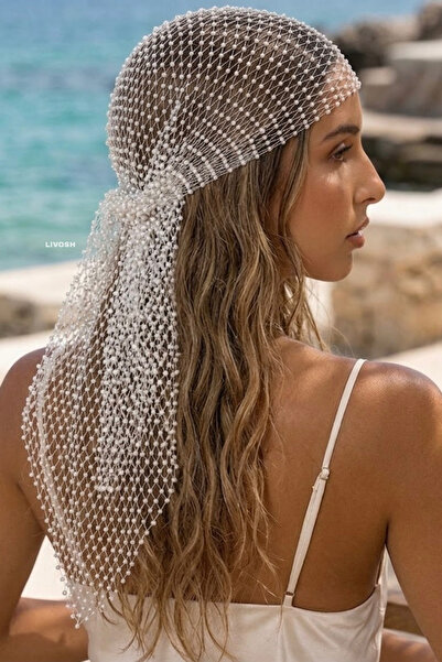 LIVOSH Stone-Encropped Net Bandana Shiny Hair Accessory