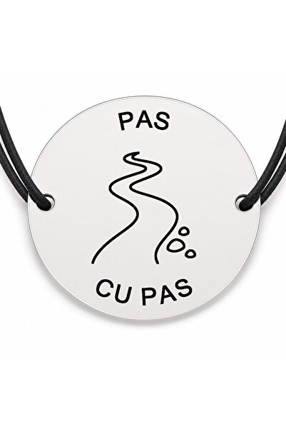 Simoshop Brățară argint 925 cu bănuț gravat cărare cu mesajul „Pas cu pas", ș...
