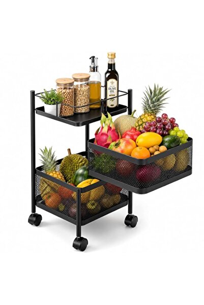 Generic 2 Tier Kitchen Storage Trolley with Wheels – Rectangular Steel Basket...