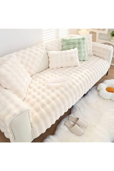 Generic Soft Warm Faux Fur Couch Sofa Cover Thick Shaggy Fuzzy Sectional Couc...