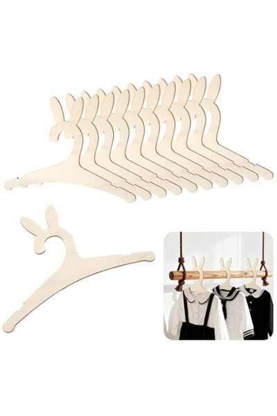 Generic 10 Pcs Wooden Baby Hangers, 9" Natural Anti-Slip Infant Hangers for N...