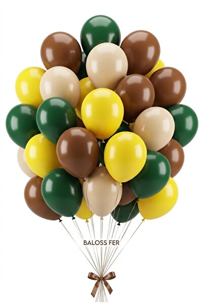 baloss fer Safari Jungle 30-Piece Green Brown Sea Sand Yellow Balloon Set Chi...