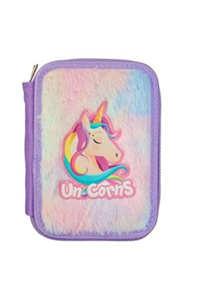 OEM Penar Echipat Dublu Lila Unicorn cu Imitatie de Blana 14x4x20cm