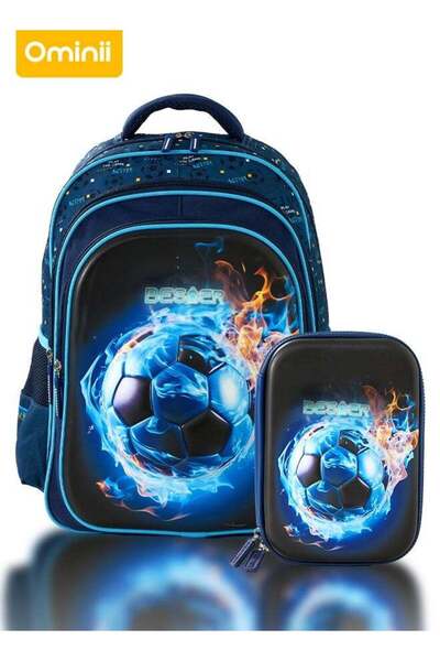 Ominii 2 PCS Kids Soccer Backpack Set – Lightweight Waterproof School Bag wit...