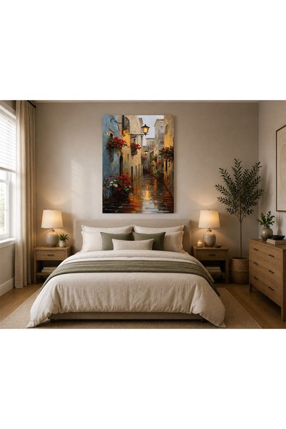 habune Under the Rain City Streets Mdf Painting