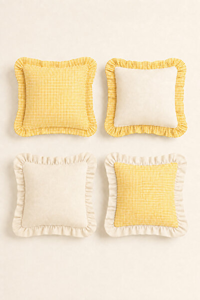 Mirilliahome 4’lü Pötikare Keten Kırlent Kılıfı Seti – 43x43 cm Dekoratif Yas...