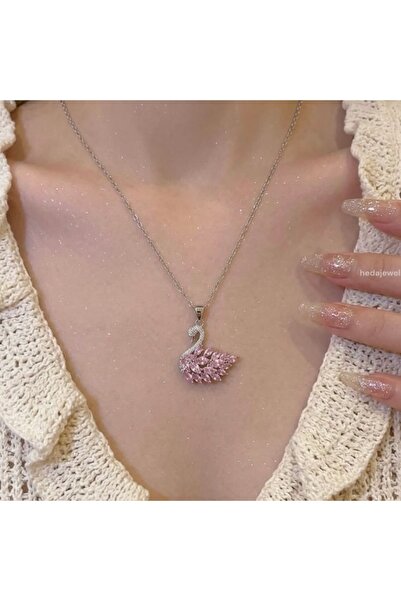 Heda Jewelry Pembe Kuğu Kolye