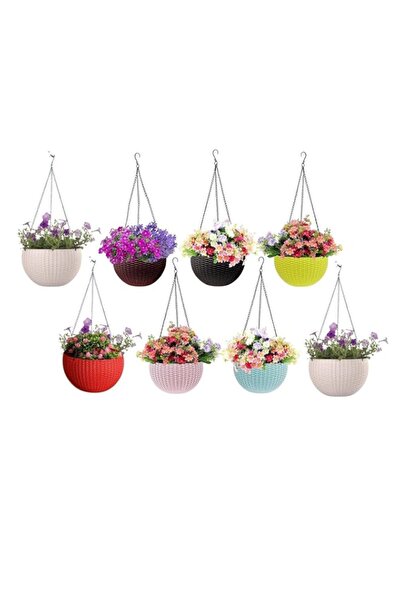 Generic Go Hooked Plastic Hanging Pot, Multicolour - Diameter 7.1 Inch, Heigh...