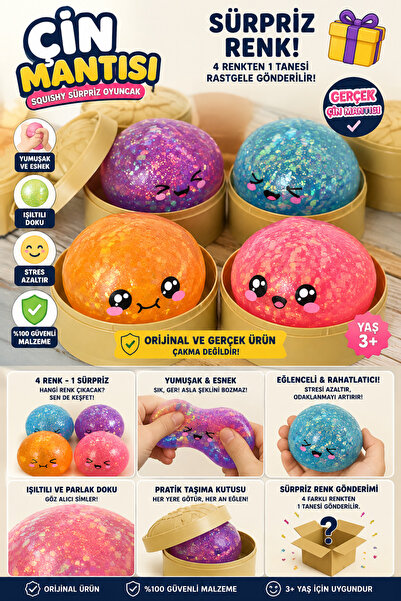 Overdal Çin Mantısı Squishy Orijinal Gerçek Ürün Büyük Boy Simli Dumpling Sür...