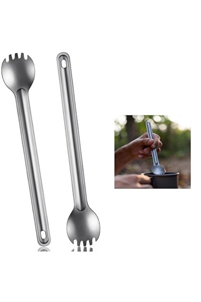Generic Bukela Titanium Long Handle Spork and Spoon 2 Pieces Ultralight Porta...
