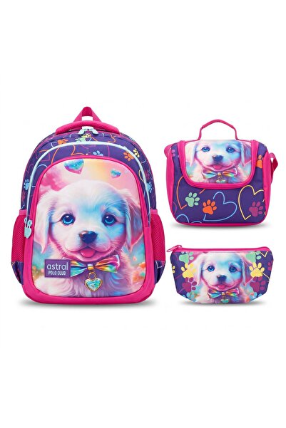 Astral Polo Club Astal Polo Club Triple Primary School Bag Set Dog Model