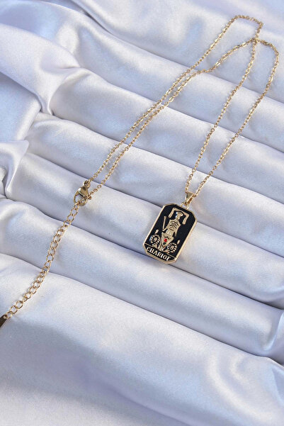 online kapsulavm avm alışveriş 316L Steel Chain Gold Color Black Enamel Tarot...