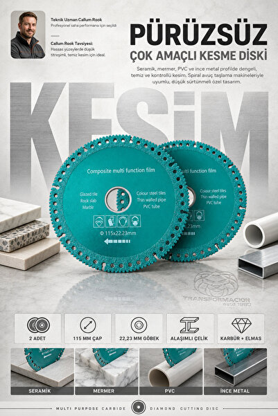 Transformacion 2 li Çok Amaçlı Karbür Elmas Kesme Diski 115x22.23 mm - Spiral...
